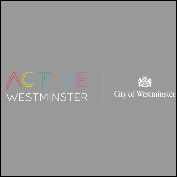 Full colour ActiveWestminster logo with white text