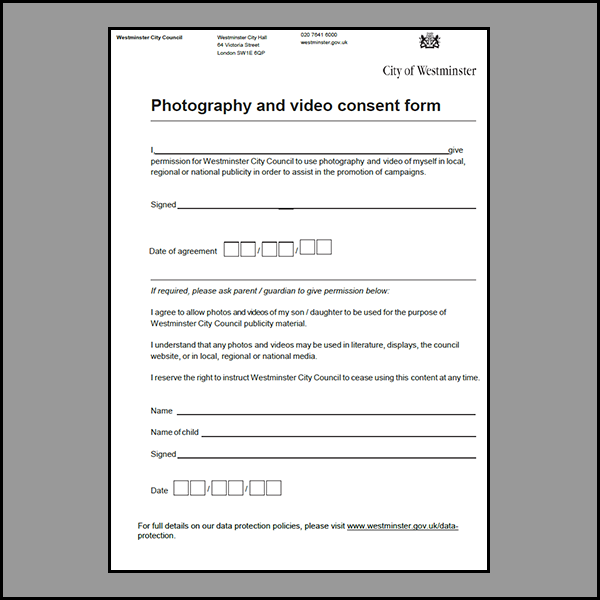 Photo and video consent form