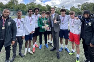 team of players with the Lord Mayor