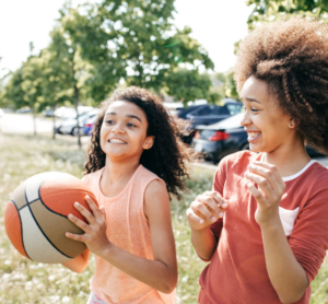 girls playing basketball