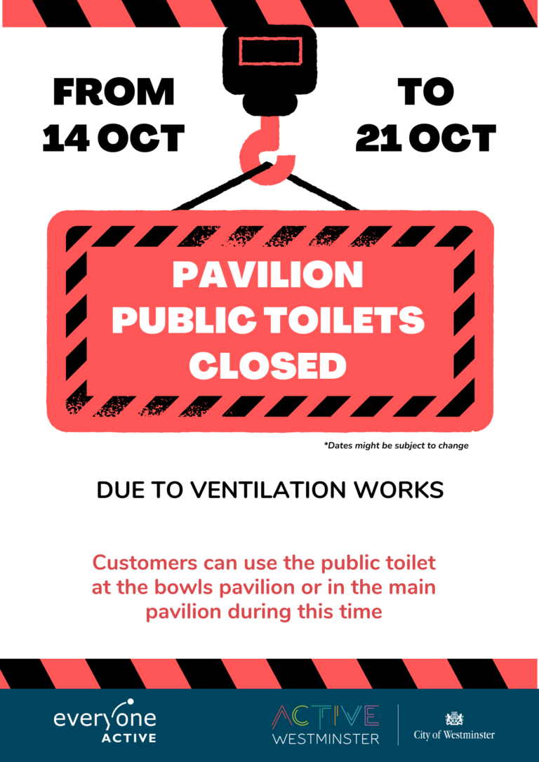 notice sign for PAVILION TOILETS CLOSED