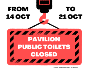 notice for pavilion toilets at pad rec closed