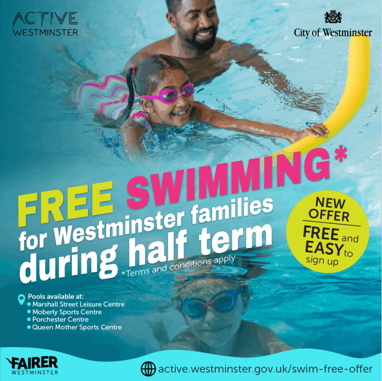 adult and child swimming