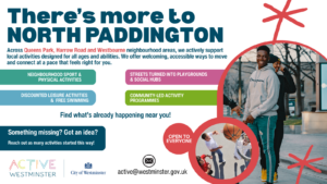 Flyer highlighting local activities across the North Paddington area