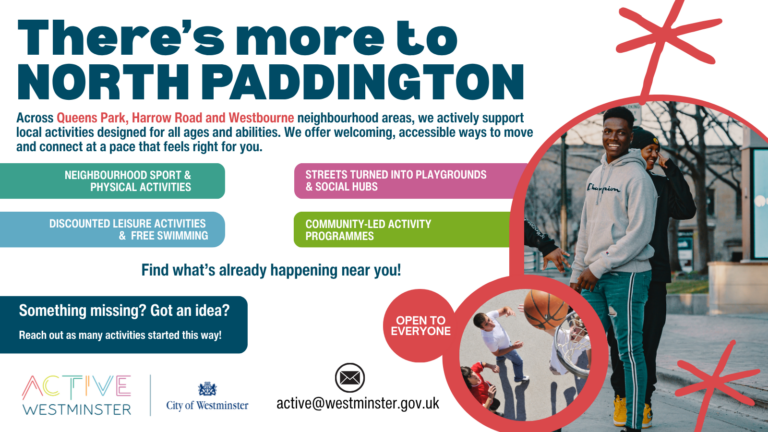 Flyer highlighting local activities across the North Paddington area