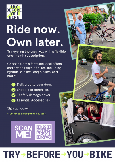 flyer with information and pictures of people on bike