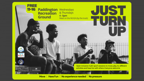 Just Turn Up Campaign Creative - showing four young black males sitting together