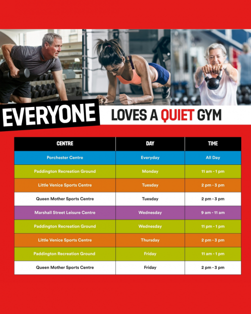 quiet gym timetable